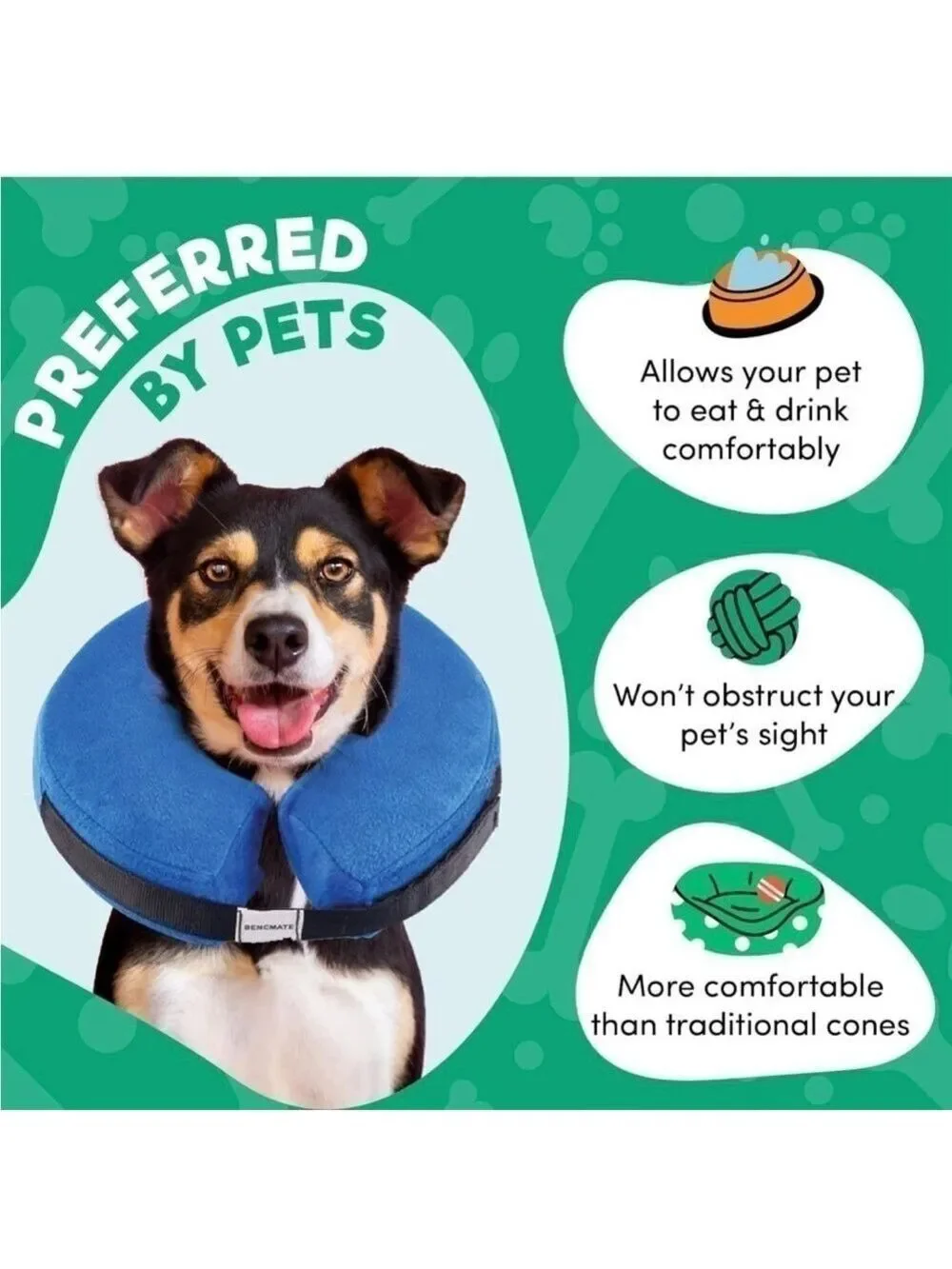 New Bencmate Inflatable Collar for Dogs & Cats. Size Medium